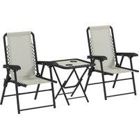 Outsunny Three-Piece Garden Table and Chair Set - Cream White
