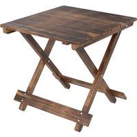 Outsunny Fir Wood Folding Coffee Table, Lightweight Small Garden Table with Slatted Top, Portable Folding Side Table for Balcony