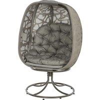Outsunny Swivel Egg Chair with Cushions, Indoor Outdoor Lounge Chair for Balcony, Poolside, Patio and Living Room, Sand Brown