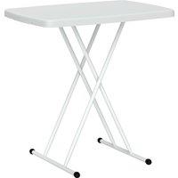 Outsunny Portable Folding Coffee Table, Height Adjustable Garden Table Bistro Table with HDPE Top and Metal Frame for Balcony Poolside Deck, White
