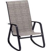 Outsunny Garden Rocking Chair, Ergonomic Outdoor Rocking Chair with Armrests, High Backrest, Steel Frame Relaxing Rocker Armchair Seat for Patio, Balcony, Porch, Light Brown