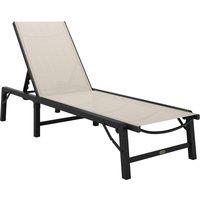 Outsunny Folding Sun Lounger, 5-Position Adjustable Garden Chaise Lounge Sunbed, Steel Frame Reclining Chair for Beach, Porch, Patio, Camping, Khaki