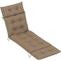 Outsunny Sun Lounger Cushion Only, 190x56x10cm Garden Lounge Chair Cushion, UPF20+ 220gsm Fabric, Thick Sunbed Replacement Cushion with 6 Ties, Khaki