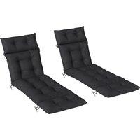 Outsunny Set of Two 190 x 56cm Sun Lounger Cushions - Black