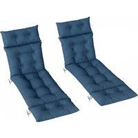 Outsunny Set of Two 190 x 56cm Sun Lounger Cushions - Navy Blue