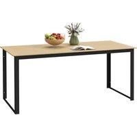 Outsunny Garden Dining Table, 175 x 78 x 75 cm Rectangle Outdoor Table for 6 People with Slatted Table Top, Metal Frame, for Balcony, Deck, Teak