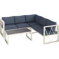Outsunny Four-Piece L Shaped Garden Furniture Set with 5-Level Adjustable Lounger - Grey Aosom UK