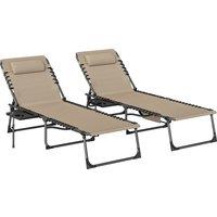 Outsunny Five-Position Reclining Sun Loungers Set of 2 - Beige