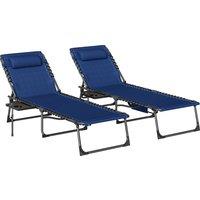 Outsunny Five-Position Reclining Sun Loungers Set of 2 - Dark Blue
