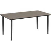 Outsunny Garden Table, Outdoor Dining Table for 6 People, 160 x 90 x 74 cm, with Rust Resistant Metal Frame, WPC Top, for Balcony, Terrace, Dark Grey