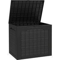 Outsunny 93L Plastic Garden Storage Box, Outdoor Storage Box with Handles, Waterproof Outdoor Storage Container, Black