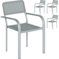 Outsunny Stackable Garden Chairs Set of 4, Rattan Effect Outdoor Dining Chairs, Light Grey