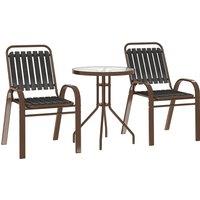 Outsunny 3 Pieces Patio Bistro Set with Stackable Chairs, Tempered Glass Table, for Outdoor, Balcony, Patio, Garden Charcoal Grey