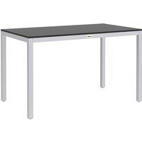Outsunny Garden Table for 4-6, 120 x 70 cm Outdoor Dining Table with Rust-Resistant Aluminium Frame, Easy Maintenance Slatted Top, for Patio, Terrace, Balcony, Black