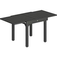 Outsunny Expandable Patio Dining Table for 4-6 People, 80-160 cm Aluminium Extendable Outdoor Patio Table with Slatted Top, Black