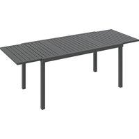 Outsunny Extending Garden Table for 6-8 People, Full Aluminium Outdoor Dining Table with Slatted Top, Dark Grey
