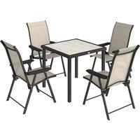 Outsunny 5 Pieces Outdoor Dining Set, Garden Dining Set for 4 with Square Table and Folding Chairs, Brown