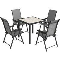 Outsunny 5 Pieces Outdoor Dining Set, Garden Dining Set for 4 with Square Table and Folding Chairs, Grey