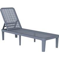Outsunny Plastic Sun Lounger, 4-Position Adjustable Reclining Garden Lounger Sunbed for Patio, Beach, Terrace, Dark Grey