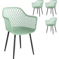 Outsunny Garden Chairs Set of 4, Garden Dining Chairs with Cut Out Diamond Back and Armrests for Patio, Balcony, Terrace, Green
