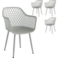 Outsunny Garden Chairs Set of 4, Garden Dining Chairs with Cut Out Diamond Back and Armrests for Patio, Balcony, Terrace, Grey