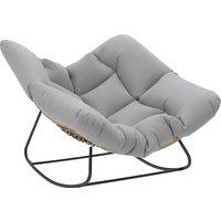 Outsunny Indoor Outdoor Rocking Chair, Oversized Rocking Egg Chair with Cushion for Living Room, Garden, Patio, Light Grey