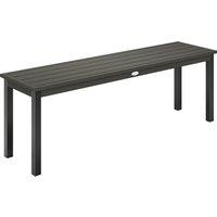 Outsunny 2 Seater Garden Bench, Outdoor Bench Loveseat with Wood-Effect Slatted Seat and Steel Frame for Patio, Park, Grey