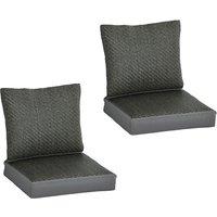 Outsunny Set of 4 Outdoor Seat Cushions with Backrest, Fabric and PE Rattan Cover, Water Repellent Seat Pads for Chair, Swing, Sofa, Grey Aosom UK