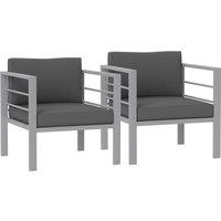 Outsunny Garden Sofa Set of 2, All-Weather Garden Sofa Set with Removable Cushions, Metal Frame Outdoor Furniture for Balcony, Charcoal Grey