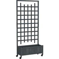 Outsunny Wooden Trellis Planter, Raised Garden Bed with Wheels, to Climb and Grow Vegetables, Herbs and Flowers, Grey