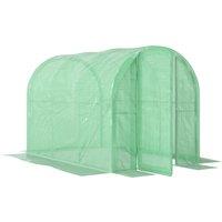 Outsunny 3 x 2 x 2m Polytunnel Greenhouse with Hinged Door, Walk-in Grow House Tent with PE Cover and Galvanised Steel Frame, Green