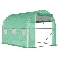 Outsunny 296 x 196cm Steel Frame Polytunnel Greenhouse - Green