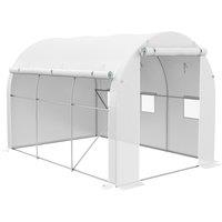 Outsunny 296 x 196cm Steel Frame Polytunnel Greenhouse - White Aosom UK