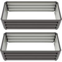 Outsunny Steel Raised Beds for Garden, Outdoor Planter Box, Set of 2, for Flowers, Herbs and Vegetables, Dark Grey