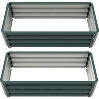 Outsunny Steel Raised Beds for Garden, Outdoor Planter Box, Set of 2, for Flowers, Herbs and Vegetables, Green