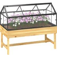 Outsunny 60 x 120cm Raised Garden Bed with Wooden Base - Natural