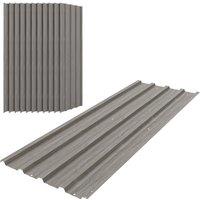 Outsunny Set of 12 Corrugated Steel Roof Sheet Panels - Grey Wood Effect