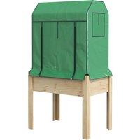 Outsunny Wooden Planter Box with PE Greenhouse Cover and Bed Liner, Raised Garden Bed for Vegetables, Flowers, Herbs Aosom UK