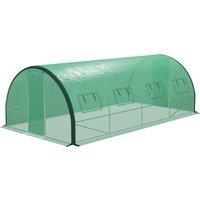 Outsunny Polyethylene Upgraded Structure Walk-in Polytunnel Greenhouse, 6 x 3(m), Green