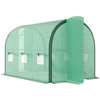 Outsunny 3 x 2m Polytunnel Greenhouse, Walk-in Tent with Steel Frame, PE Cocer, Vents & Doors foR Plant Growth, Green Aosom UK