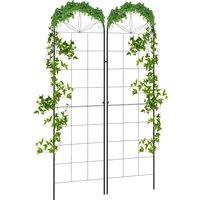 Outsunny Set of 2 Metal Garden Trellises: Climbing Plant Support Frames, Decorative Grid Design Aosom UK