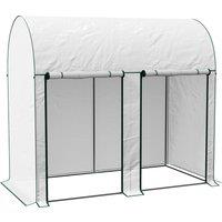 Outsunny Walk-In Greenhouse with Zipped Roll Up Doors, Small Greenhouse with Plastic Cover and Arched Top for Tomatos, Flowers, White Aosom UK