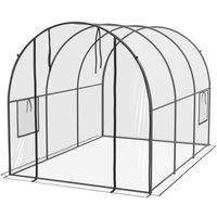 Outsunny Polytunnel Greenhouse Walk-in Grow House with Plasric Cover, Door, Mesh Window and Steel Frame, 3 x 2 x 2m, Clear Aosom UK