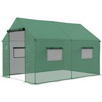 Outsunny Polyethylene Walk-in Polytunnel Greenhouse, 2 x 3(m), Green Aosom UK