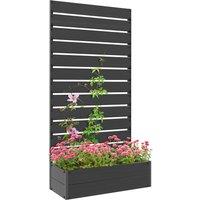 Outsunny Raised Bed for Garden, Planter with Trellis for Climbing Plants, Vines, Planter Box with Drainage Gap, Black