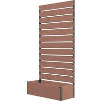 Outsunny Wood-plastic Composite Raised Planter with Climbing Trellis, 90.5L x 38W x 180H with Drainage Gap for Plants, Vines, Light Brown Aosom UK