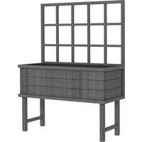 Outsunny Wooden Elevated Garden Bed with Trellis, Planter for Vine Climbing Plants, with Drainage Holes and Bed Liner Aosom UK