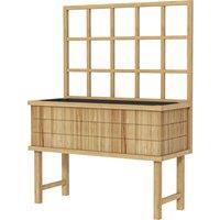 Outsunny Wooden Raised Planter with Trellis for Vine Climbing Plants, Elevated Garden Bed with Drainage Holes and Bed Liner Aosom UK
