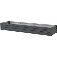 Outsunny Galvanised Raised Bed for Garden, Rectangular Outdoor Elevated Planter Box with Safety Edging and Open Bottom, 240 x 60cm, Grey