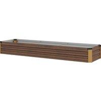 Outsunny 60 x 240cm Galvanised Steel Planter, with Open Bottom, Brown